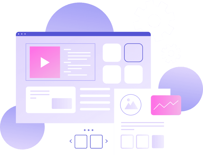 A wireframe of a webpage and its different components in focus